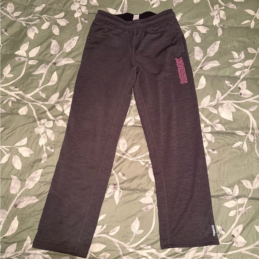 Reebok Kids Charcoal Joggers with Pink Logo